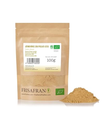 FRISAFRAN | Ingwer Gemahlen BIO | Ingwerpulver | 100g | Ingwerpulver naturrein | Ohne Zusätze | vegan | Getrockneter Ingwer | Ingwer Bio Pulver | Ingwer Gewürz | Ingwer Gemahlen | Gemahlener Ingwer von FRISAFRAN