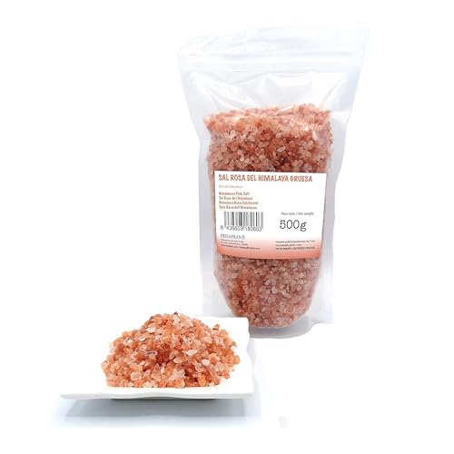 FRISAFRAN | Rosa Kristallsalz Steinsalz | Himalaya Salz Natürliche Grobes | 500g | Reines und naturbelassenes Kristallsalz aus dem Himalaya | Grobkörnig | ideal für Mühlen und zum Kochen von FRISAFRAN