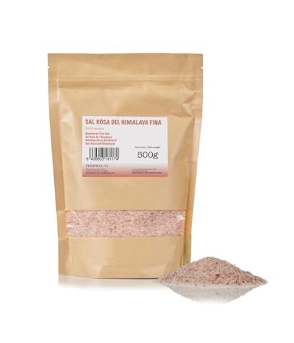 FRISAFRAN | Rosa Kristallsalz Steinsalz | Himalaya Salz Natürliche Grobes | 500g | Reines und naturbelassenes Kristallsalz aus dem Himalaya | Grobkörnig | ideal für Mühlen und zum Kochen von FRISAFRAN