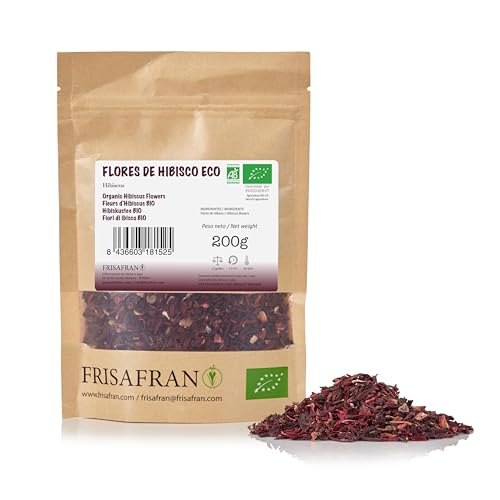 FRISAFRAN - Hibiskustee BIO/Hibiskusblüten getrocknet für Tee, Eistee - 200Gr von FRISAFRAN