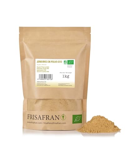FRISAFRAN | Ingwer Gemahlen BIO | Ingwerpulver | 1kg | Ingwerpulver naturrein | Ohne Zusätze | vegan | Getrockneter Ingwer | Ingwer Bio Pulver | Ingwer Gewürz | Ingwer Gemahlen | Gemahlener Ingwer von FRISAFRAN