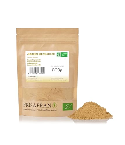 FRISAFRAN | Ingwer Gemahlen BIO | Ingwerpulver | 200g | Ingwerpulver naturrein | Ohne Zusätze | vegan | Getrockneter Ingwer | Ingwer Bio Pulver | Ingwer Gewürz | Ingwer Gemahlen | Gemahlener Ingwer von FRISAFRAN