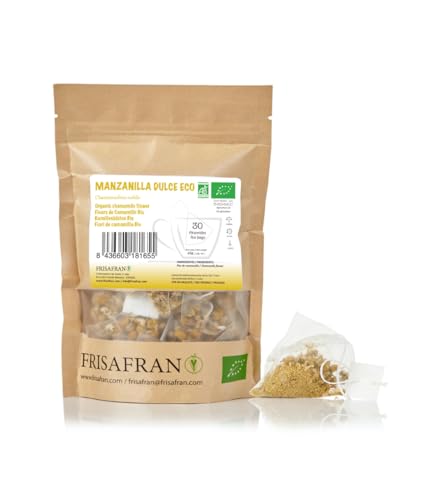 FRISAFRAN | Bio Ganze Kamillenblüten Getrocknet 30Ein | BIO KAMILLEN INFUSION | Kamillenblüten | Lose Kräutertees | Verdauungsberuhigend und entspannend | Herkunft Europa | Kamille zum Schlafen von FRISAFRAN