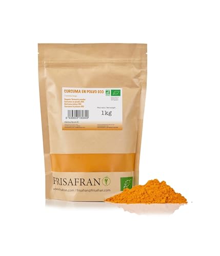 FRISAFRAN | BIO Kurkuma Pulver | Gelbwurz gemahlen | 1kg | Hochwertige Kurkumawurzel aus Indien | Kurkuma Bio | Golden Kurkuma | Kurkuma Achterhof Pulver | Kurkuma Gewürz | Kurkuma | Natürlich bio von FRISAFRAN