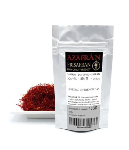 FRISAFRAN | Safran Fäden 10g | Safranfäden | Spanischer Safran in Fäden | Safranfäden für Paella | Halbe Gramm purer Geschmack & Farbenpracht | Handverlesener Safran | Ideal für exklusive Gerichte. von FRISAFRAN