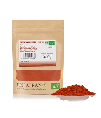 FRISAFRAN | Süßer Geräucherter Paprika Bio | 200g | Paprikapulver | Smoked Paprika | Paprika gemahlen süß | Herkunft Spanischer | Süß geräuchert | Paprika | Geräucherter Paprika | Süßer Paprika von FRISAFRAN