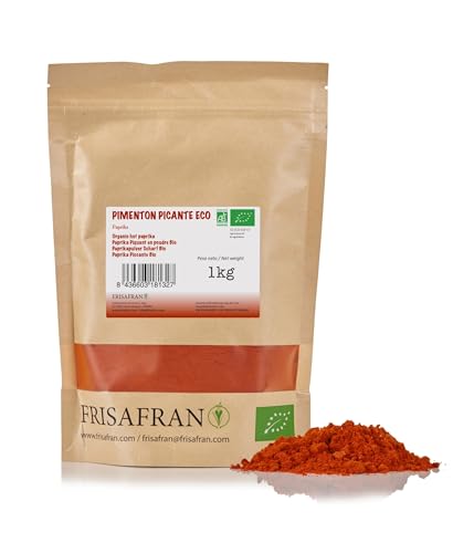 FRISAFRAN | Spanischer Würziger Paprika 1kg Bio | paprika rosenscharf | Paprika Pulver | Paprika gemahlenes | Paprika Scharf | ohne Zusatzstoffe | Eros Paprika | Aleva Paprika | Paprika Löckchen von FRISAFRAN