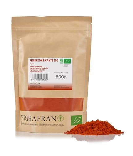 FRISAFRAN | Spanischer Würziger Paprika 500g Bio | paprika rosenscharf | Paprika Pulver | Paprika gemahlenes | Paprika Scharf | ohne Zusatzstoffe | Eros Paprika | Aleva Paprika | Paprika Löckchen von FRISAFRAN