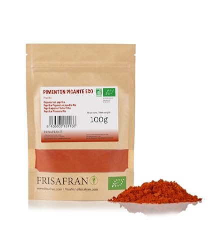 FRISAFRAN | Süßer Geräucherter Paprika Bio | 100g | Paprikapulver | Smoked Paprika | Paprika gemahlen süß | Herkunft Spanischer | Süß geräuchert | Paprika | Geräucherter Paprika | Süßer Paprika von FRISAFRAN