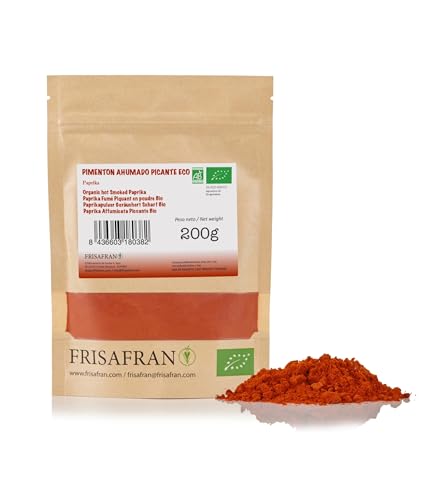 FRISAFRAN | Spanischer Paprika Edelsüß BIO | 200g | Exzellente Qualität und Geschmack aus Spanien | Ideal zum Würzen und Verfeinern von Rezepten | Süßes und aromatisches Erlebnis von FRISAFRAN