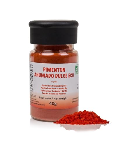 FRISAFRAN | Süßer Geräucherter Paprika Bio | 40g | Paprikapulver | Smoked Paprika | Paprika gemahlen süß | Herkunft Spanischer | Süß geräuchert | Paprika | Geräucherter Paprika | Süßer Paprika von FRISAFRAN