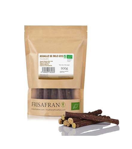 FRISAFRAN | Bio süßholzwurzel stangen | licorice | Trockene Lakritzstange Süßholzstangen | 500g | Lakritz | Lakritz Salzig | süßholz | Lakritze Geschenkset | süßholz zum kauen | Lakritze Ohne Zucker von FRISAFRAN