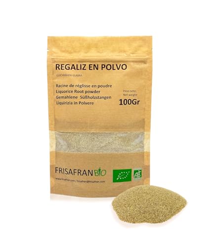 FRISAFRAN | BIO Süßholzwurzel gemahlen | 100g | Gemahlene Süßholzwurzel | süßholzstangen pulverisiert | Lakritz Pulver | Lakritzwurzel | Licorice Root | geschnitten | Lakritze Pulver | Lakrids Pulver von FRISAFRAN