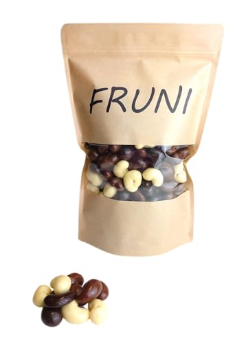 FRUNI Schoko Cashew Mix | Cashewkerne umhüllt mit Vollmilch, Zartbitter und weißer Schokolade 1 KG von FRUNI