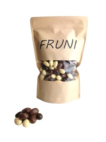 FRUNI Schoko Mandel Mix | Mandeln in Vollmilch-, Zartbitter- und weißer Schokolade 1 KG von FRUNI