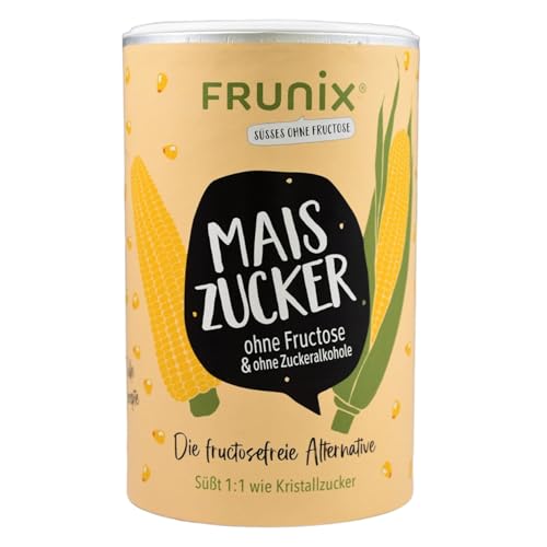 FRUNIX Maiszucker ohne Fructose, 500g Dose, feinst vermahlen, ohne Zuckeralkohole, fructosefrei, sorbitfrei, glutenfrei, vegan, fructosearme Ernährung von FRUNIX