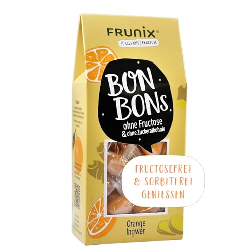 Frunix Bonbon ohne Fructose - verschiedene Sorten - fructosefrei und sorbitfrei, vegan, glutenfrei und ohne Zitronensäure (Ingwer-Orange) Frunix Bonbon ohne Fructose - verschiedene Sorten - fructosefrei und sorbitfrei, vegan, glutenfrei und ohne Zitronensäure (Ingwer-Orange) von FRUNIX