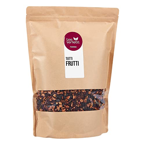 teeverliebt - Loser Früchtetee Tutti i Frutti 1000 g I Früchtetee lose I leckere Komposition der Tee-Mischung mit Waldbeeren- und Aprikosen-Geschmack I hochwertiger Tee lose 1 kg von teeverliebt