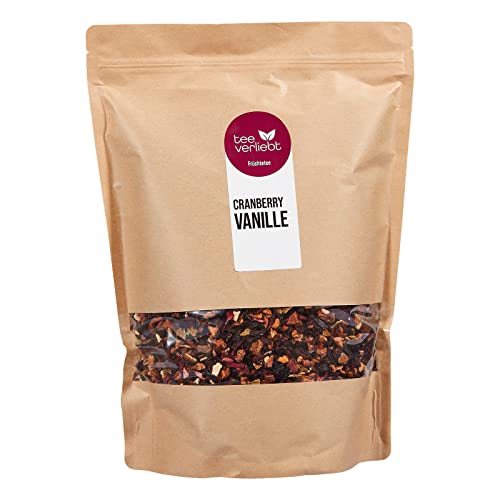 teeverliebt - Loser Früchtetee Cranberry Vanille 1000 g I Früchtetee lose I herbe, säuerlich und gleichzeitig süße Komposition der Tee-Mischung I Früchtetee lose 1 kg von teeverliebt