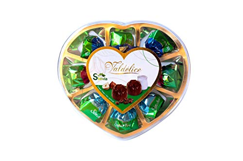 Herzförmige Schachtel mit Schokoladenbonbons gefüllt mit Stevia und ohne Zuckerzusatz - 80 Gramm von FRUTITOSCOM