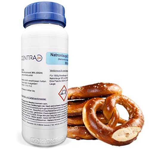 Centra24 Natronlauge 36% 500ml, Brezellauge Konzentrat, Lebensmittelqualität E524, für ca. 7,5 Liter Lauge, Laugengebäck, Backen, Natriumhydroxidlösung, NaOH Centra24 Natronlauge 36% 500ml, Brezellauge Konzentrat, Lebensmittelqualität E524, für ca. 7,5 Liter Lauge, Laugengebäck, Backen, Natriumhydroxidlösung, NaOH von FUFSAWS