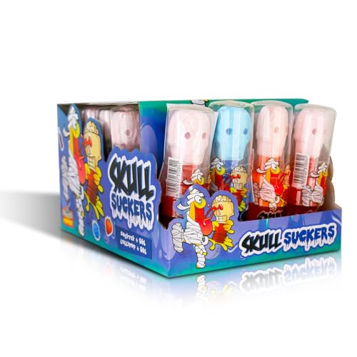 FUNNYCANDY Skull Sucker, Schädel-Lutscher, 24 Stück, 40 g pro Stück, Ideal für Halloween-Partys FUNNYCANDY Skull Sucker, Schädel-Lutscher, 24 Stück, 40 g pro Stück, Ideal für Halloween-Partys von FUNNYCANDY