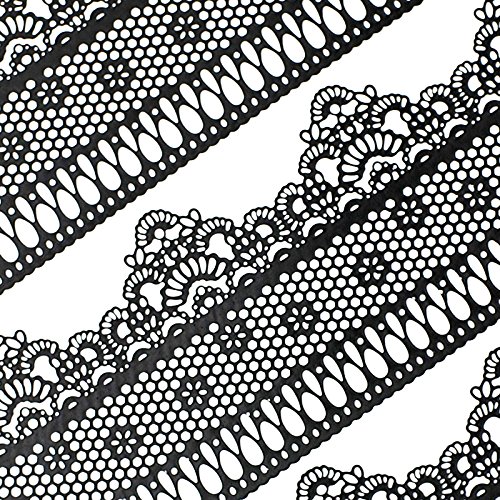 10tlg Große gebrauchsfertige Spitze Tortenband Spitzendekor essbar Krone Gänseblümchen schwarz von FUNSHOWCASE