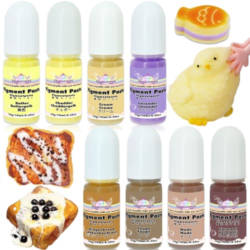 Silikon Pigment Paste 8 Farben für Taba Squishy Bastelset Abformung Cremefarben Opak von FUNSHOWCASE