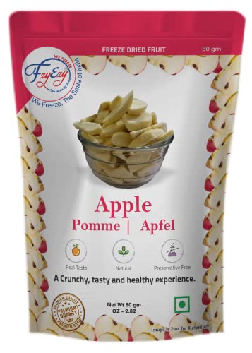 FZYEZY Natural Freeze Dried Apple Slices for Kids and Adults | Camping Vegan Healthy Dried Fruit |Travel Friendly Ready to Eat | Pantry Groceries dehydrated Snacks |80 gm von FZYEZY