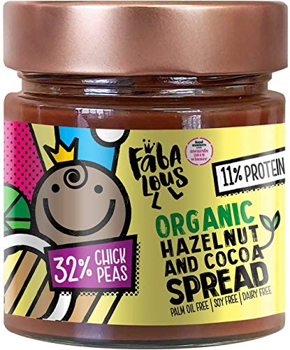 Fabalous Organic Chocolate Spread (Hazelnut & Cocoa Chickpea Spread) Vegan, Dairy Free, No Palm Oil, Less Sugar, More Protein 200g (6er Pack) von Fabalous