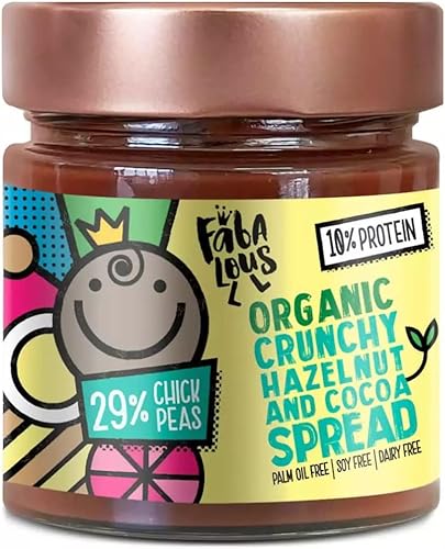 knuspriger Bio-Schokoladenaufstrich (Haselnuss & Kakao-Kichererbsen-Aufstrich) Vegan, milchfrei, kein Palmöl, weniger Zucker, mehr Protein 200g von Fabalous