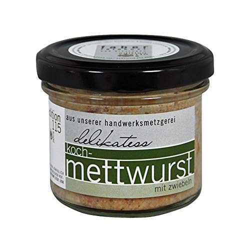 Delikatess Kochmettwurst mit Zwiebeln (100g) von Faber Feinkost