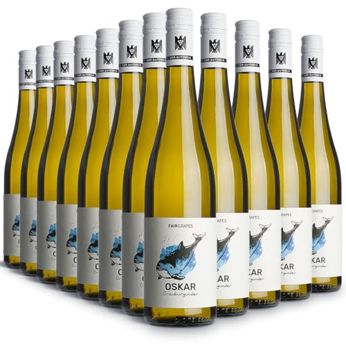 FairGrapes Grauburgunder »Oskar« | 90 Punkte Falstaff | VDP.Gutswein | Weißwein Trocken | Honigmelone & Nüsse | Geschenkidee (12 x 0.75 l) von FairGrapes