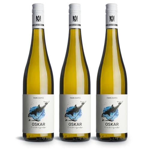 FairGrapes Grauburgunder »Oskar« | 90 Punkte Falstaff | VDP.Gutswein | Weißwein Trocken | Honigmelone & Nüsse | Geschenkidee (3 x 0.75 l) von FairGrapes