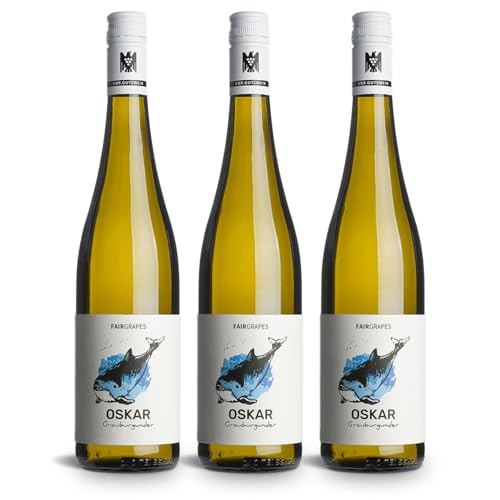 FairGrapes Grauburgunder »Oskar« | 90 Punkte Falstaff | VDP.Gutswein | 2022 Weißwein Trocken | Honigmelone & Nüsse | Geschenkidee (3 x 0.75 l) von FairGrapes