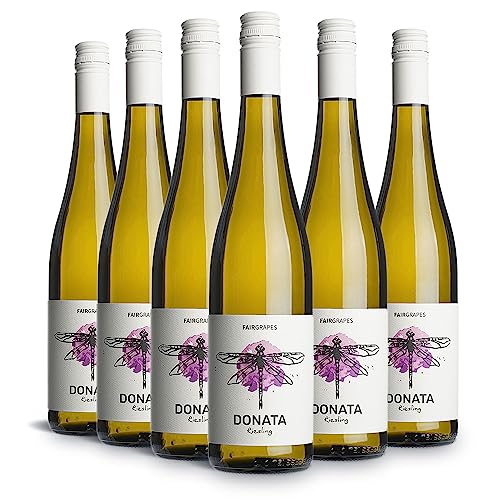 FairGrapes Riesling »Donata« | VDP.Gutswein | Schützt Libellen | 2021 Weißwein Feinherb | Feinherbe Fruchtsüße | Geschenkidee (6 x 0.75 l) von FairGrapes
