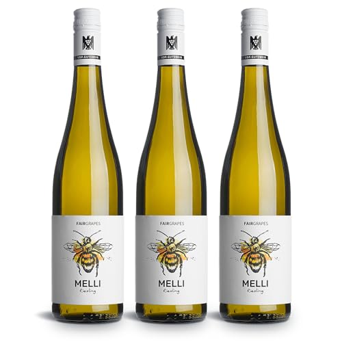 FairGrapes Riesling »Melli« | 89+ Punkte Falstaff | VDP.Gutswein | 2023 Weißwein Trocken | Limette & Grapefruit | Geschenkidee (3 x 0.75 l) von FairGrapes