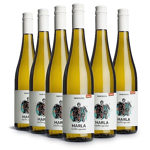 FairGrapes Weißburgunder »Marla« | 91+ Punkte Falstaff | Bio & Demeter | 2022 Weißwein Trocken | Apfel & Quitte | Geschenkidee (6 x 0.75 l) von FairGrapes