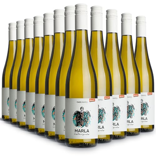 FairGrapes Weißburgunder »Marla« | 91+ Punkte Falstaff | Bio & Demeter | 2022 Weißwein Trocken | Apfel & Quitte | Geschenkidee (12 x 0.75 l) von FairGrapes