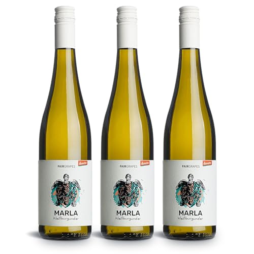 FairGrapes Weißburgunder »Marla« | 91+ Punkte Falstaff | Bio & Demeter | 2022 Weißwein Trocken | Apfel & Quitte | Geschenkidee (3 x 0.75 l) von FairGrapes