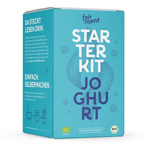 Fairment Joghurt Starterkit - Anfängerfreundlich | Sofort Startklar | 100% Bio Joghurtkulturen - Mit Edelstahl Joghurtbereiter und Zugang zur Fairmentierer-Community von Fairment