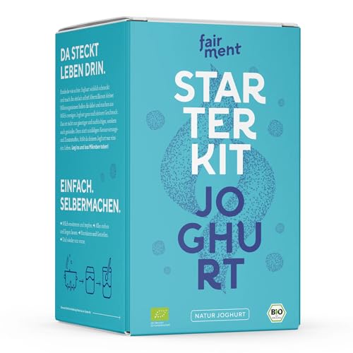 Fairment Joghurt Starterkit - Anfängerfreundlich | Sofort Startklar | 100% Bio Joghurtkulturen - Mit Edelstahl Joghurtbereiter und Zugang zur Fairmentierer-Community von Fairment