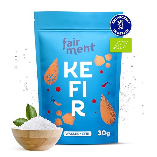 Fairment® - Original Bio Wasserkefir Kristalle Starterkulturen für unendlich viel Wasser-Kefir mit Anleitung und Erfolgsgarantie (1 Liter (30g Kristalle) von Fairment