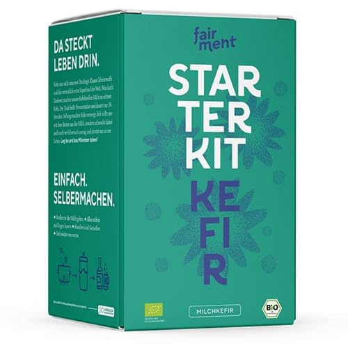 fairment Milch Kefir Starter Set - Anfängerfreundlich | Sofort Startklar | 100% Bio Kefirkultur - Mit Zubehör + Handbuch + Zugang zu Kefir-Brauer-Community - Original fairment Milchkefir Starterkit fairment Milch Kefir Starter Set - Anfängerfreundlich | Sofort Startklar | 100% Bio Kefirkultur - Mit Zubehör + Handbuch + Zugang zu Kefir-Brauer-Community - Original fairment Milchkefir Starterkit von Fairment