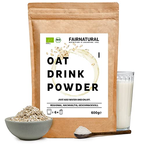 Fairnatural BIO Haferdrink-Pulver [Aus regionalem deutschen Anbau] Hafertrink ohne Zuckerzusatz zum selber Mischen | Für 6L Milchersatz oder als Instant Oats (600g) von Fairnatural