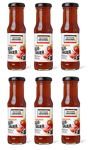 6 x 150 ml Süß Sauer Soße von Fairtrade Original | Sweet Sour Sauce | Chinesische Süß Sauer Sauce | Woksauce | Soße mit Chili | Gewürzsauce für asiatische Speisen | für Hähnchen, Fisch, Gemüse von fairtrade ORIGINAL