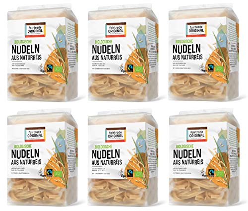 6 x 225 g Bio Thailändische Fairtrade Reisnudeln braun | Braune Natur Reisnudel von Fairtrade Original | Glutenfrei | Bio Naturreisnudel | ideal für vietnamesische Pho von fairtrade ORIGINAL