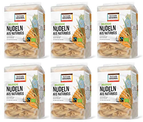6 x 225 g Bio Thailändische Fairtrade Reisnudeln braun | Braune Natur Reisnudel von Fairtrade Original | Glutenfrei | Bio Naturreisnudel | ideal für vietnamesische Pho von fairtrade ORIGINAL