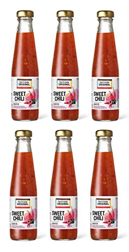 6 x 250 ml Sweet Chili Soße von Fairtrade Original | süße Chili Sauce | Thai Marinade | Woksauce | Soße mit Chilischoten| Gewürzsauce für asiatische Speisen | für Rindfleisch, Hähnchen, Fisch, Gemüse von fairtrade ORIGINAL