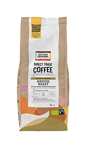 Bio Espressobohnen (500 g) | Direct Trade Coffee | von Fairtrade Original | ganze Kaffeebohnen | Bio und fair trade zertifizierte Kaffee Bohnen | Kaffee aus Kolumbien | 100 % Arabica Bohnen von fairtrade ORIGINAL